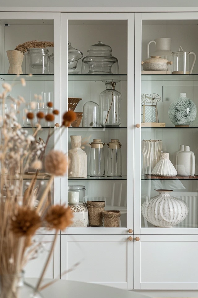 How To Decorate Glass Cabinets In Living Room: Display Ideas