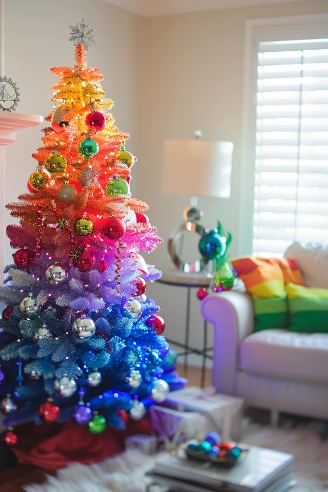 How To Decorate A Rainbow Christmas Tree: Festive Color