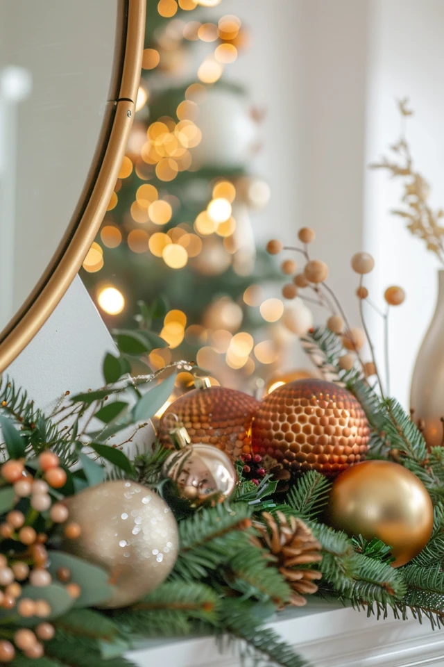 Add Gilded Flair to Your Mirror for a Sophisticated Christmas Look