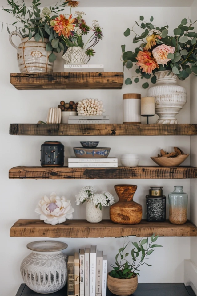 Charming Farmhouse Shelf Decorating Ideas