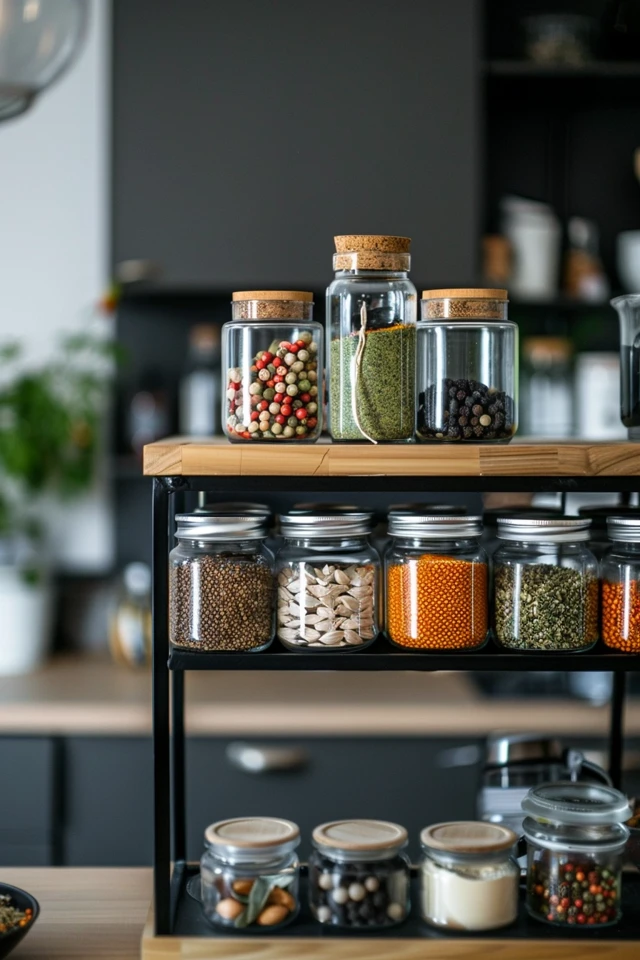 Tiered Spice Racks for Upper Cabinets