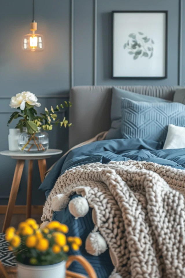 Elegant Grey and Blue Bedroom Design Ideas