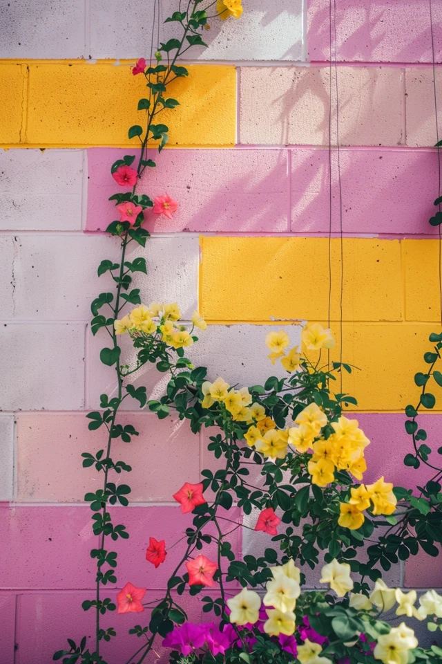 Cinder Blocks as Colorful Planters