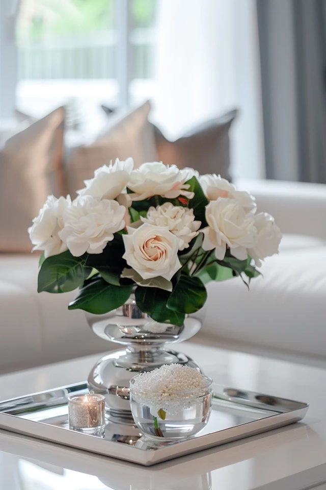 Elegant White and Silver Living Room Ideas
