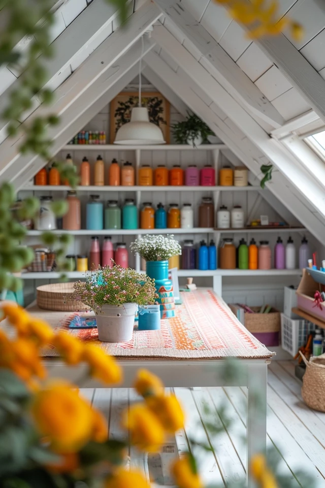 Attic Craft Room: Organized Creativity