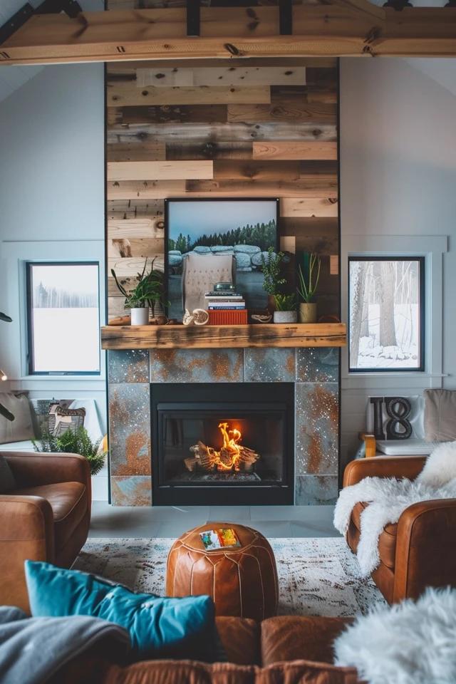 Two Story Elegant Living Room With Fireplace - photo 2
