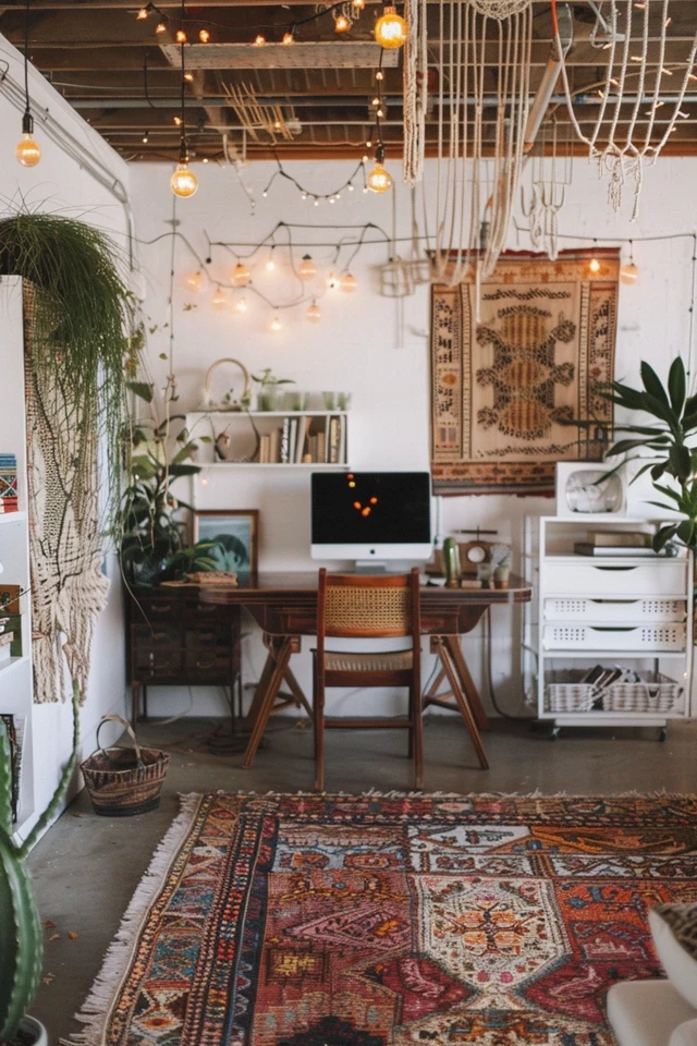 Accent Shelves and Macrame Chandeliers