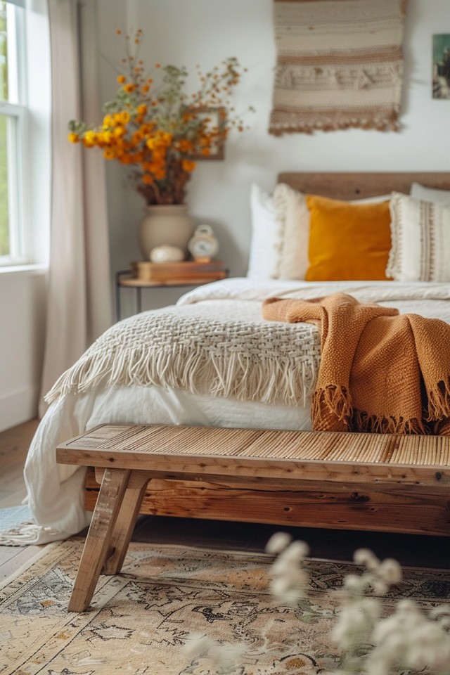 Farmhouse Bedroom with Quirky Artwork