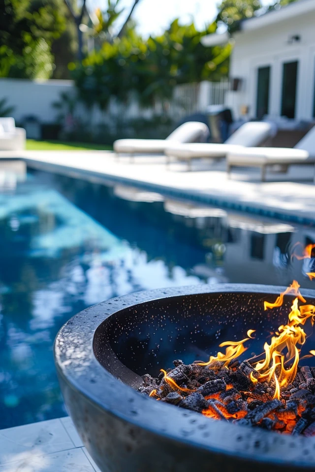 Enhancing Poolside Ambiance with Fire Pits and Lighting