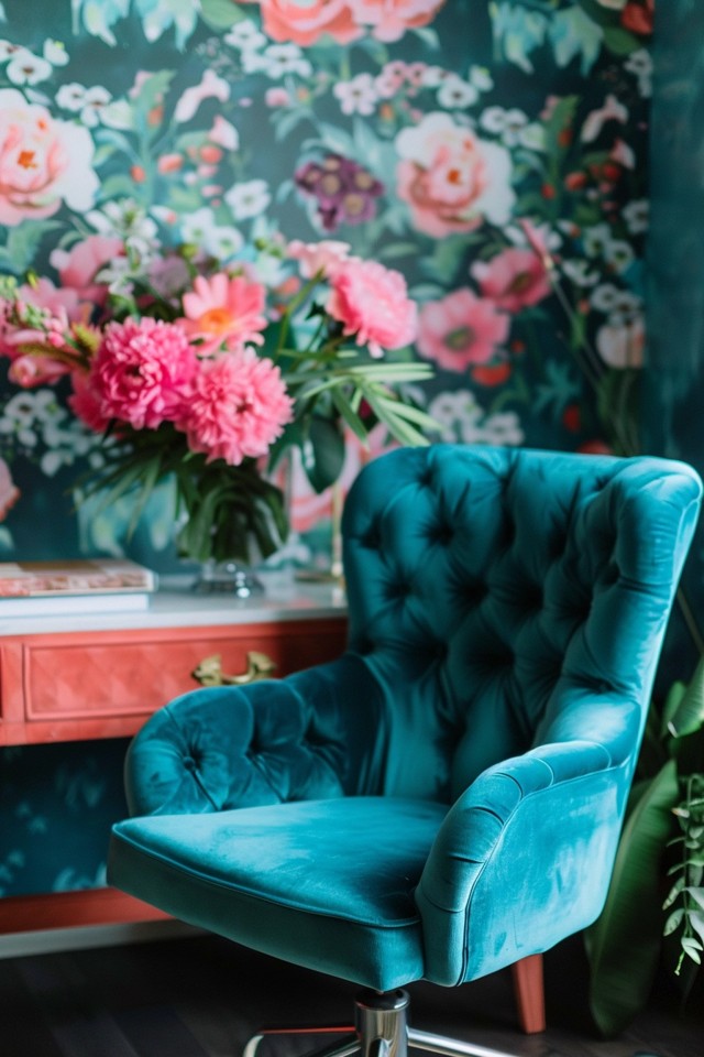 Glamorous Home Office: Velvet Touches