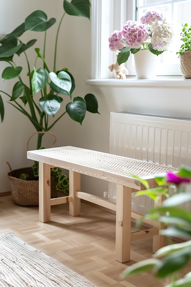 Discover the Solid Oak Entryway Nordic Bench