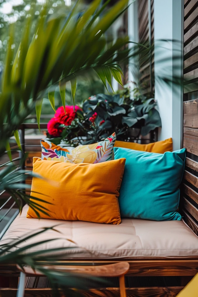 Balcony Decor with Outdoor Pillows and Cushions