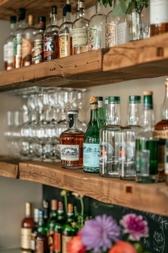 Rustic Bar Shelf Ideas for Cozy Home Pubs