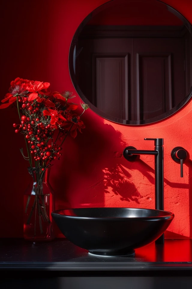 Bold Red and Black Bathroom Designs Unveiled