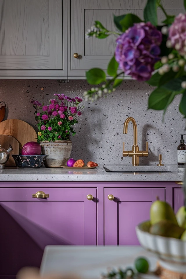 Purple Walls and Backsplash Ideas