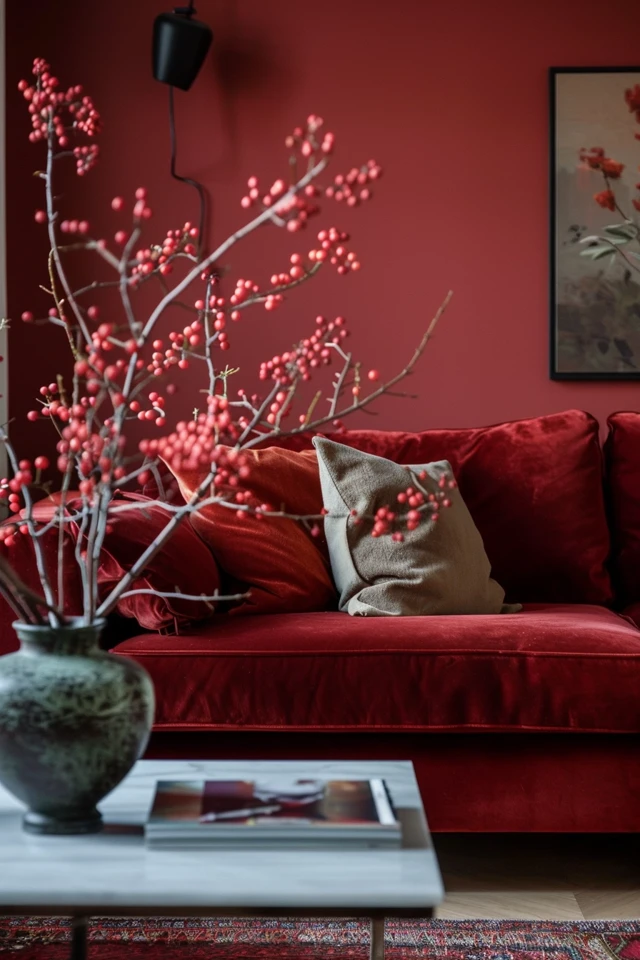 Warm Burgundy Living Room Inspirations