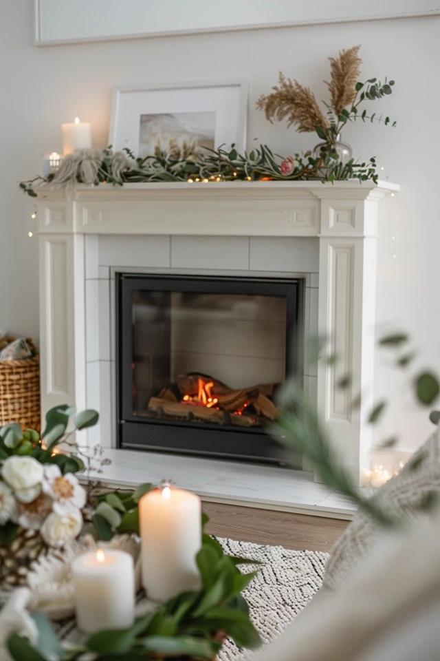 Creating Cozy Winter Mantel Decor with Lights and Nature - photo 2