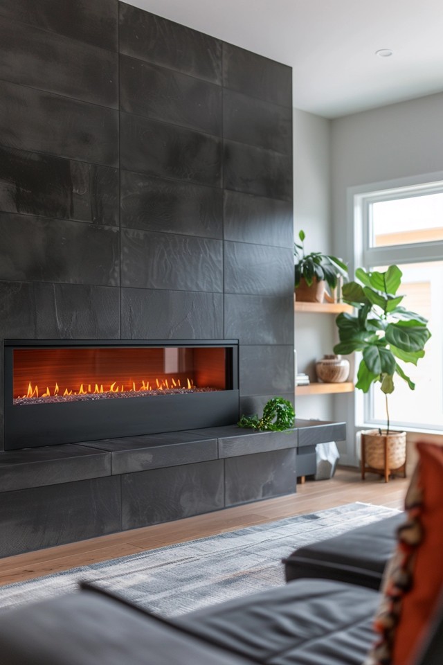 Contemporary Living Room Electric Fireplace Trends