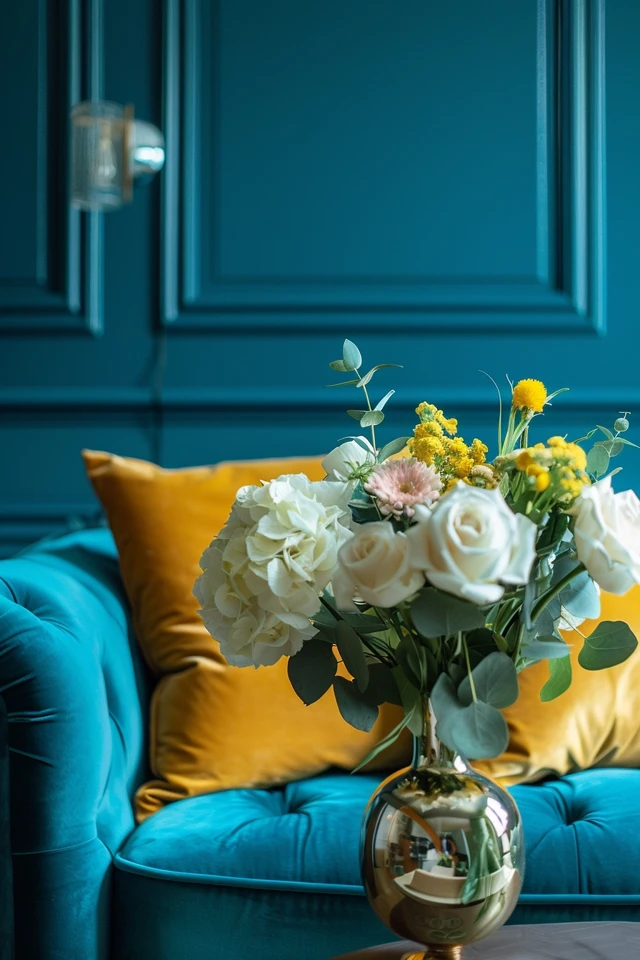 Modern Blue and Gold Bedroom Decor