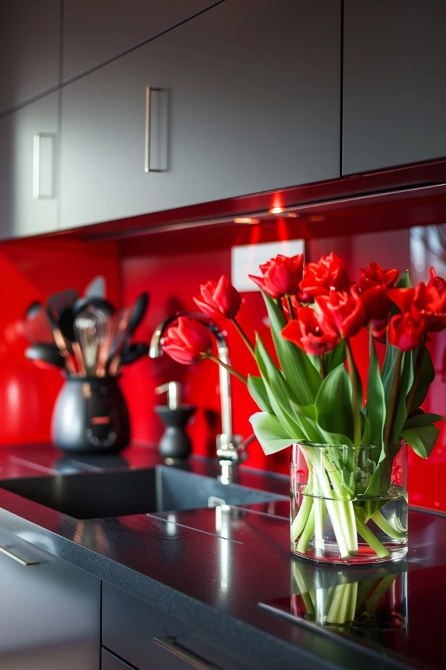 Dramatic Red and Black Kitchen Designs