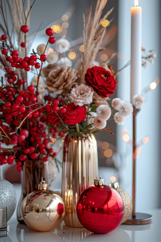 Red and White Christmas Tree Decorations
