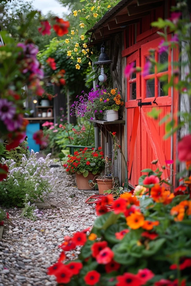 Transform Your Shed with Plants and Paving
