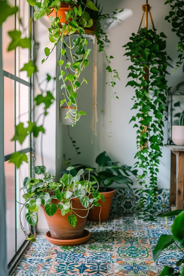 Bedroom with Vine-Covered Beams
