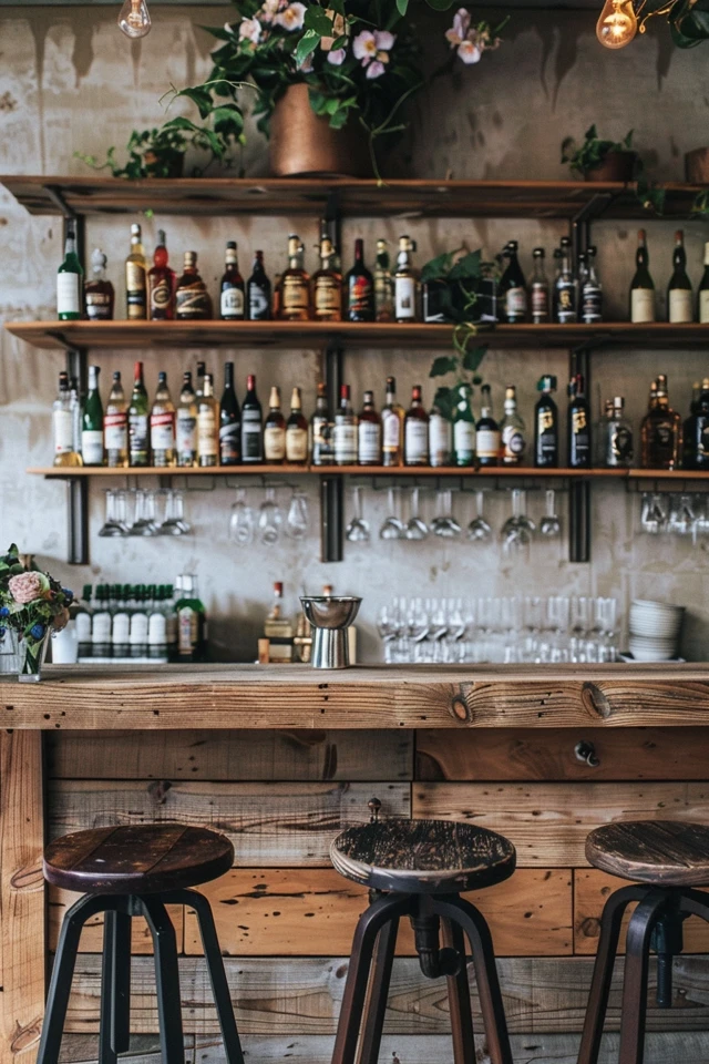 Rustic Bar Shelf Ideas for Cozy Home Pubs