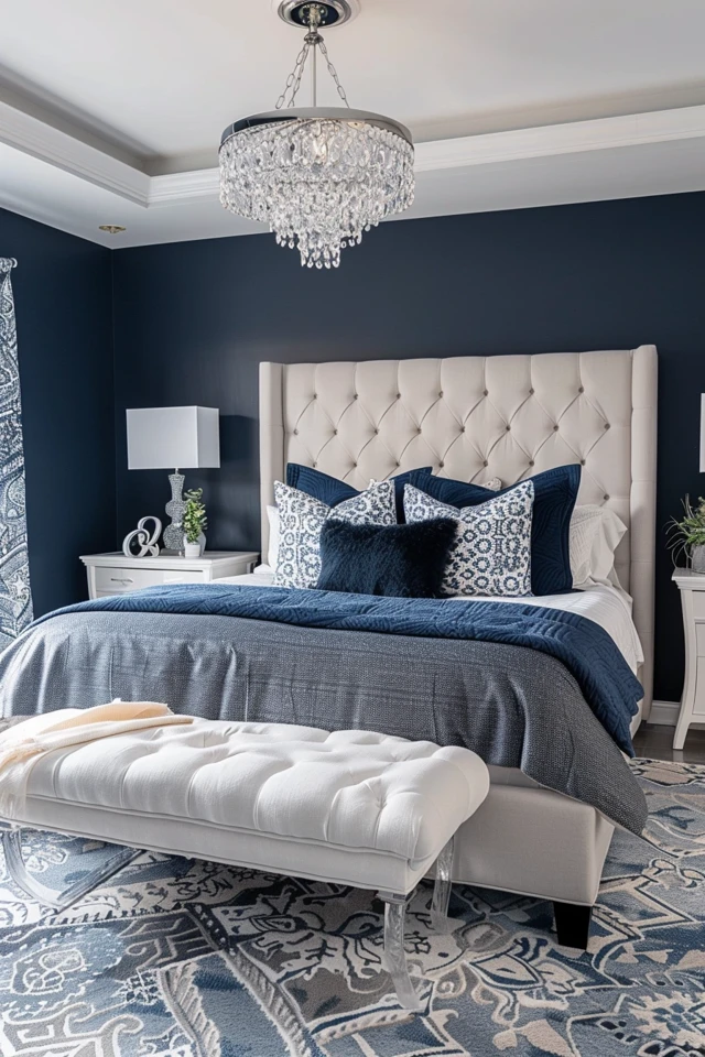 Navy Blue and Grey Bedroom Ideas for Serene Decor