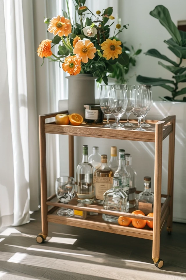 Elevate Your Space with Chic Wood Bar Cart Ideas