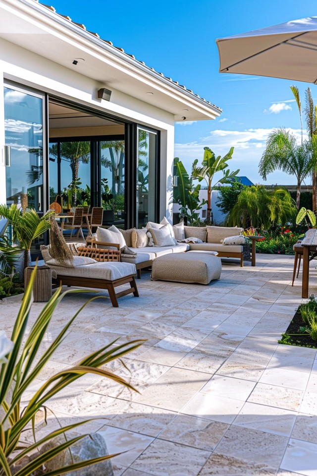 Outdoor Travertine Tile Ideas for Poolsides and Patios