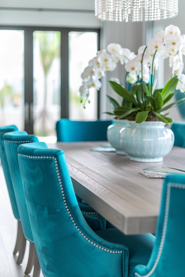 Coastal Dining Room Ideas: Blue and White Accents