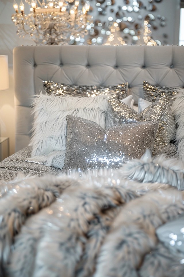 Designing a Fabulously Flocked Silver Bedroom
