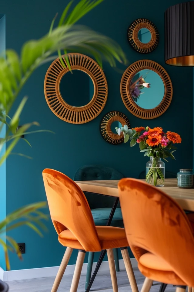 Elegant Dining Room Wall Decor with Mirrors