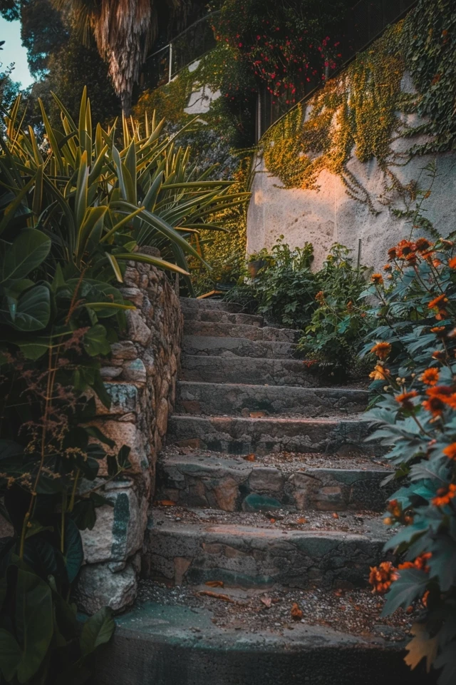 Retaining Wall with Slab Stairs