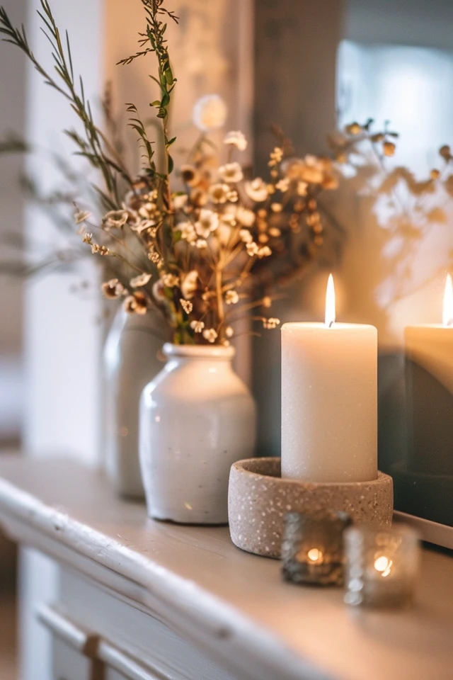 Creating Cozy Winter Mantel Decor with Lights and Nature