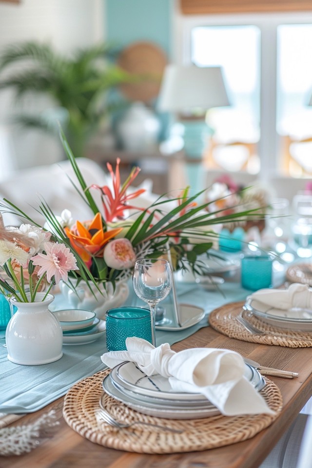 Use Coastal Colors and Glass Accessories