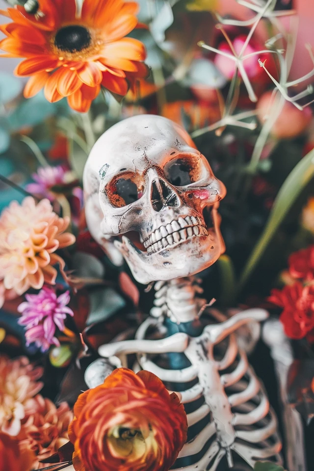 Create a Glitter Skull Wreath with Foam Bones