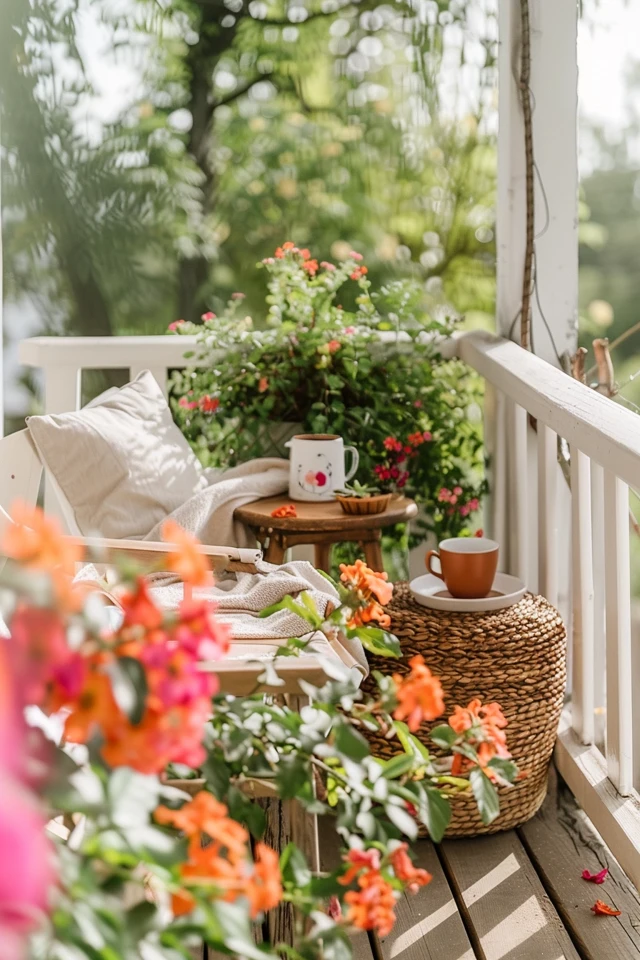 Balcony Decor with Rustic Wood Elements