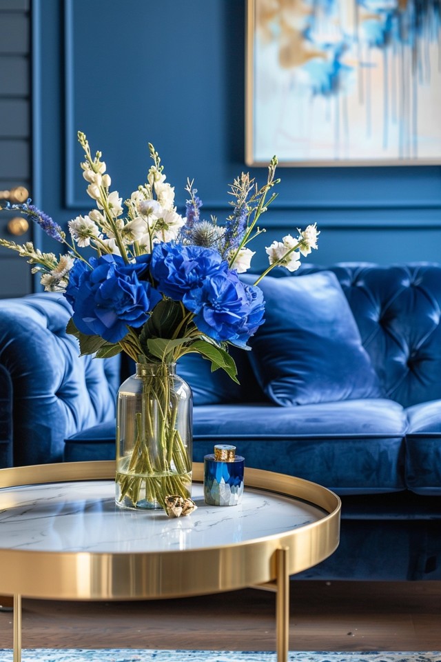 Experiment with shades of blue and gold
