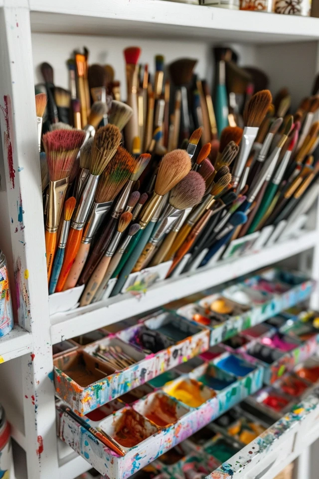 Rotating Paint Brush Holder for Easy Access