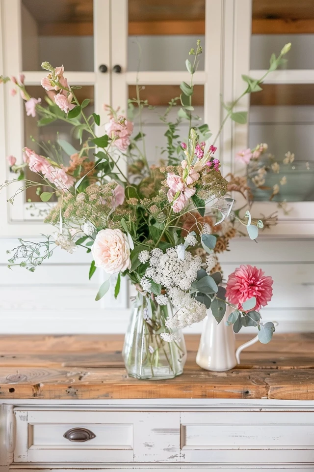 Farmhouse Hutch Decor Ideas for Cozy Charm