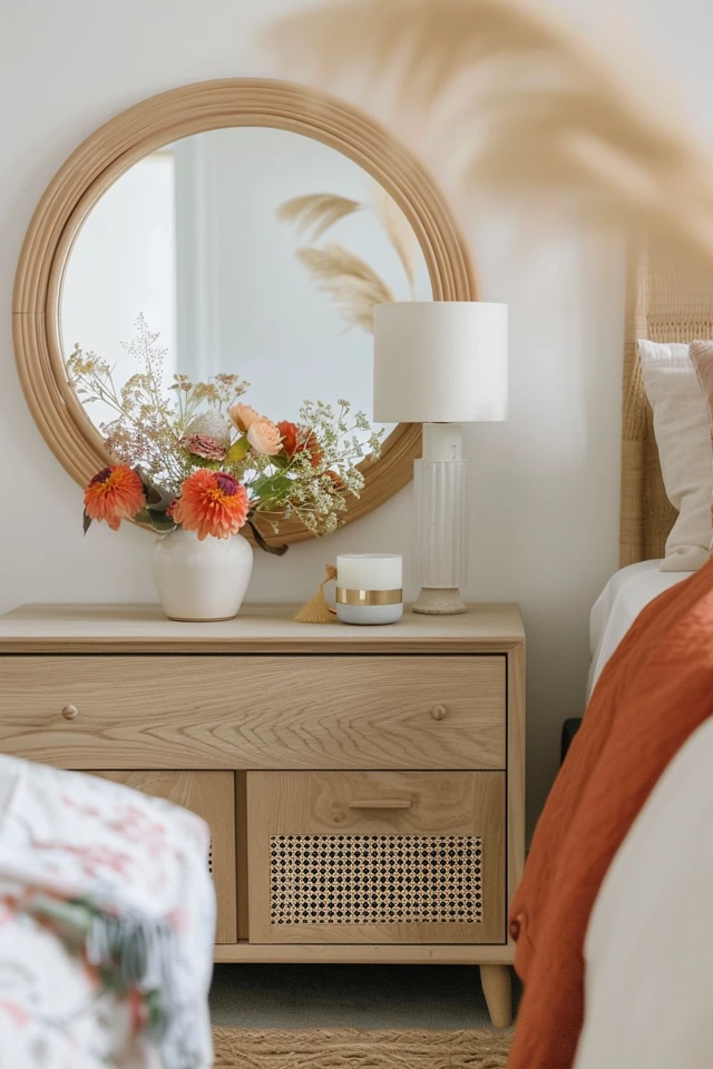 Chic Mirror Behind Nightstand Ideas for Bedrooms