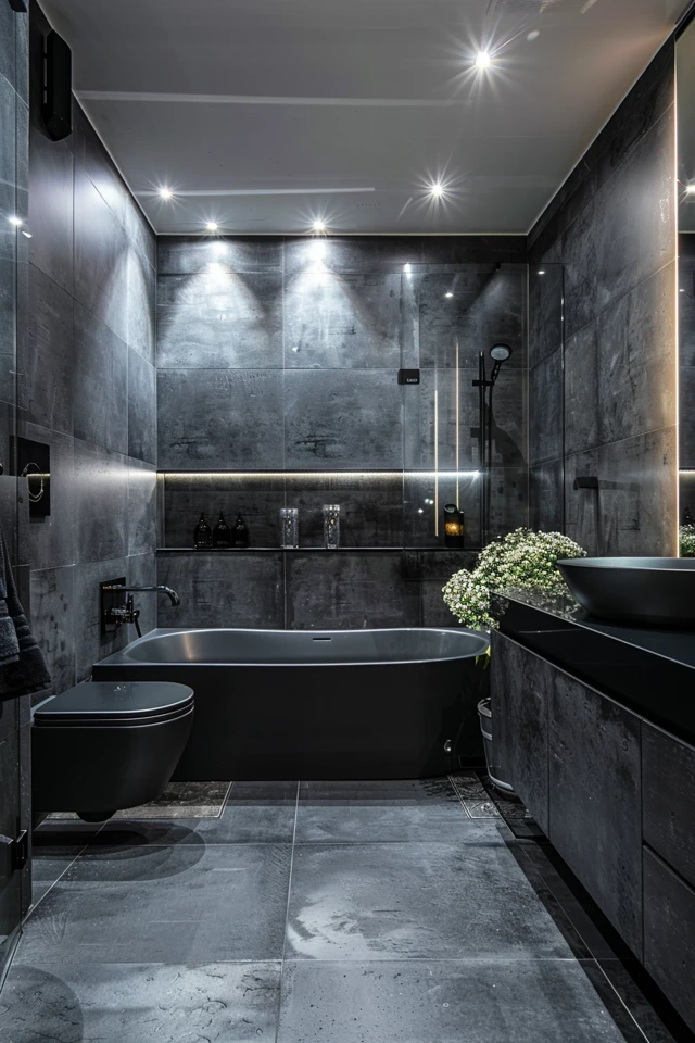 Elegant Gray and Black Bathroom Accessories - photo 2