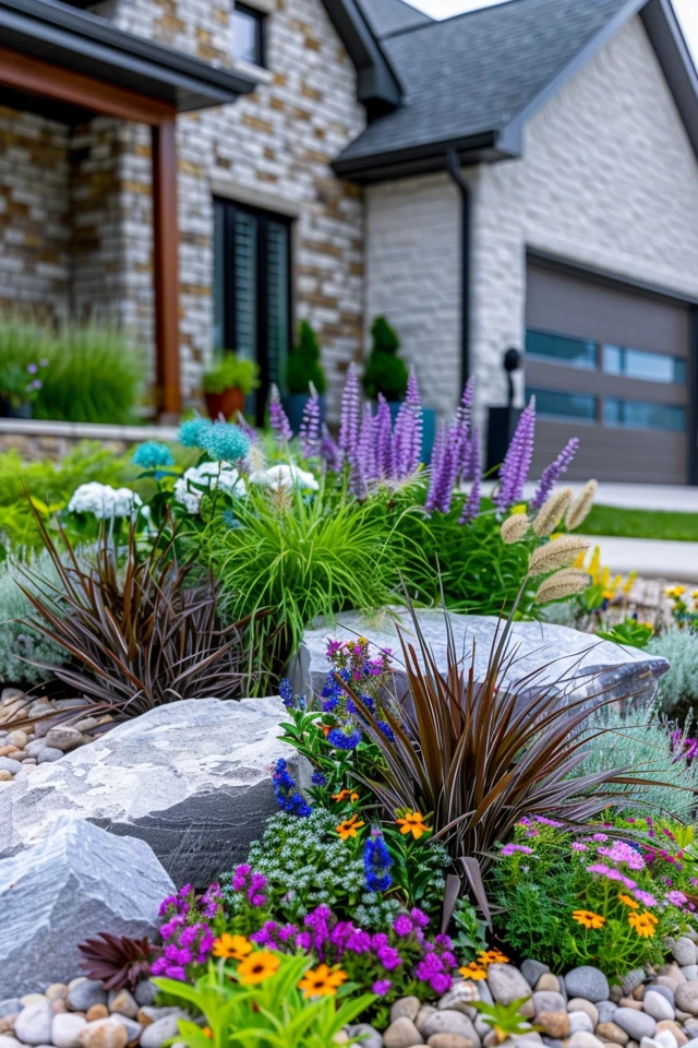 Easy and Low-Maintenance Front Yard Island Designs