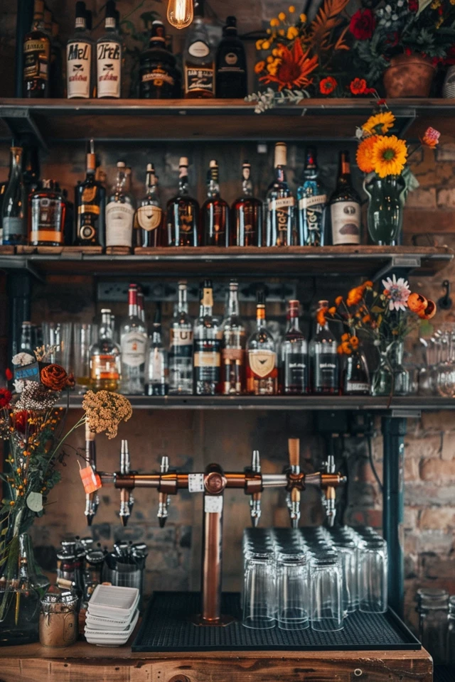 Pre-Made Rustic Wood Bar Shelf