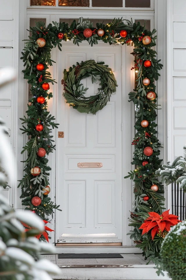 Festive Front Door Christmas Garland Ideas