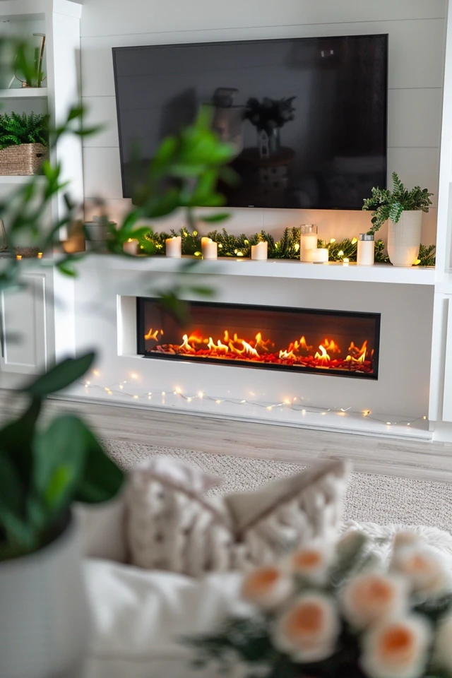 Chic Electric Fireplace with TV Above Decor Tips