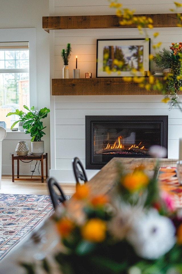 Modern Dining Room Fireplace Designs