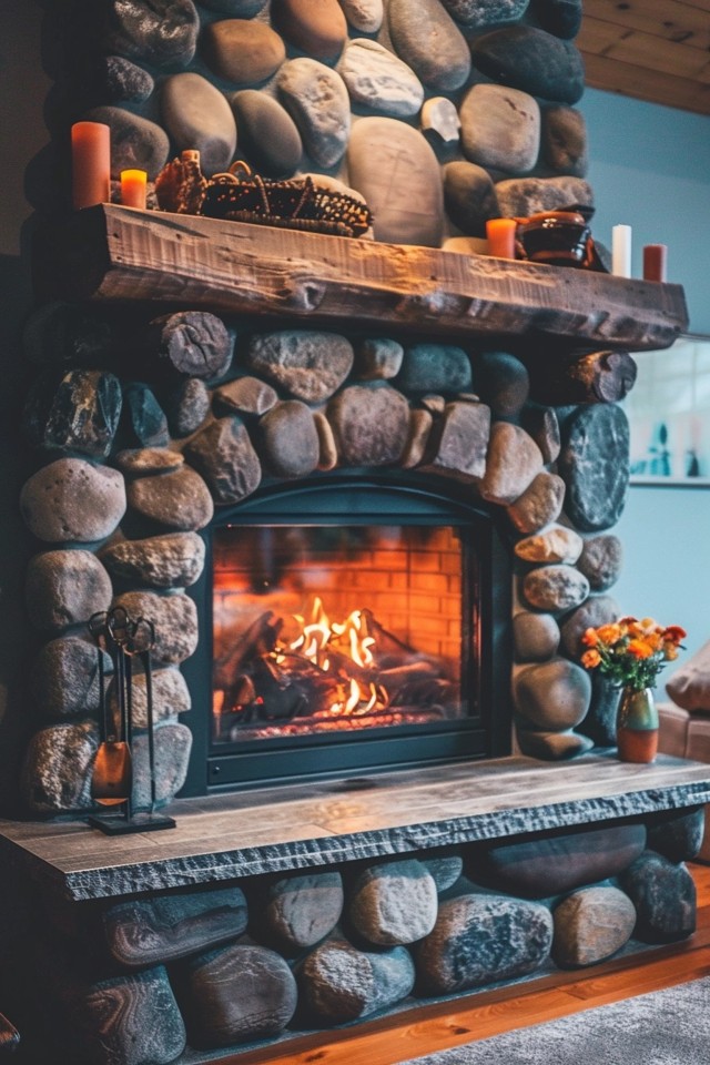 Cozy Corner Fireplace Stone Ideas for Homes
